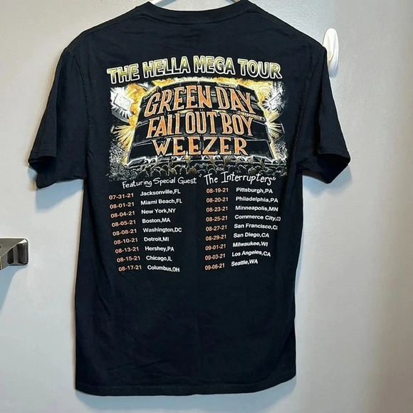 2021 green day fall out boy weezer concert tshirt short sleeve hella mega tour - Picture 4 of 4